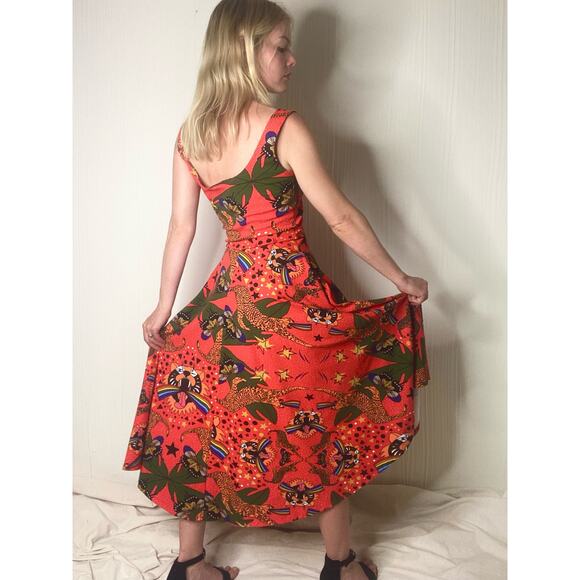 NOOWORKS Vacation Dress Pride Tiger Print Sleeveless Midi Dress US MEDIUM - Picture 9 of 14